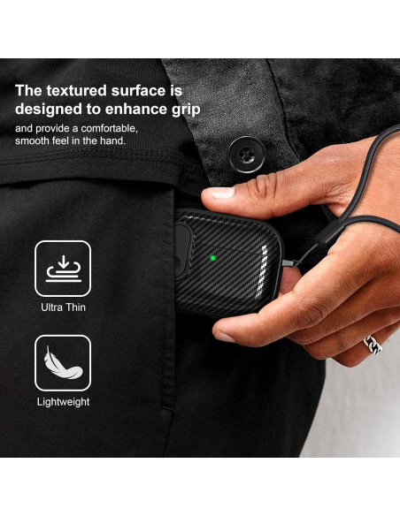 Funda de AirPods Pro RFUNGUANGO 2022/2019, Carbono Negro