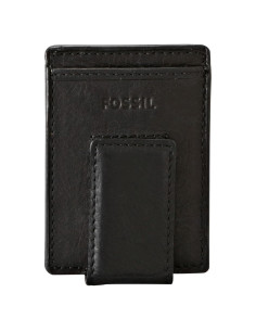 Cartera Minimalista de Cuero Fossil para Hombre Negra