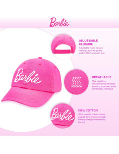 Gorra de Algodón Rosa para Mujeres Barbie con Visera Curvada 2