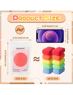 Arcilla Mágica Busaurus 100g Secado al Aire Negro No Tóxica 2