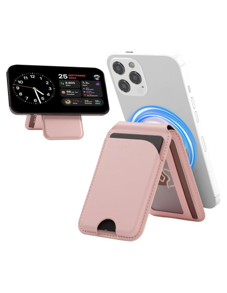 Billetera Magnética de Cuero Spotelo Rosa para iPhone 12-17