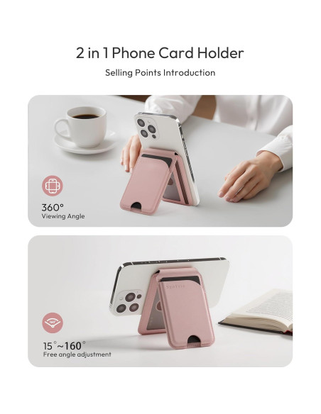 Billetera Magnética de Cuero Spotelo Rosa para iPhone 12-17