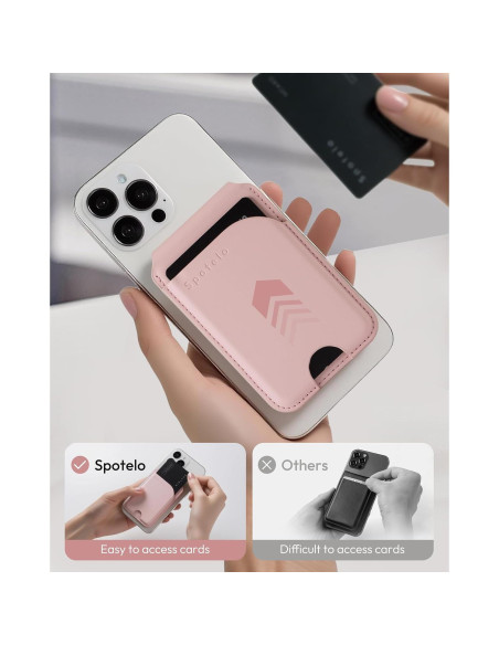 Billetera Magnética de Cuero Spotelo Rosa para iPhone 12-17