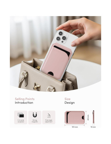 Billetera Magnética de Cuero Spotelo Rosa para iPhone 12-17
