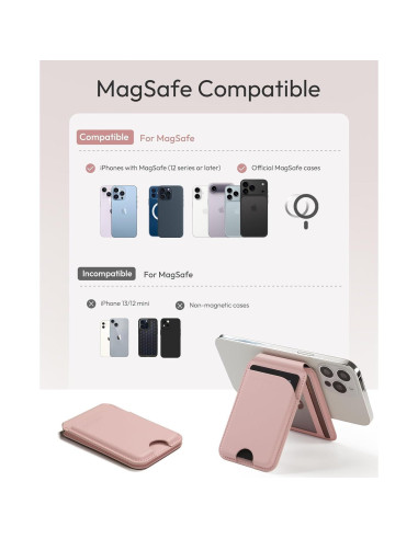 Billetera Magnética de Cuero Spotelo Rosa para iPhone 12-17