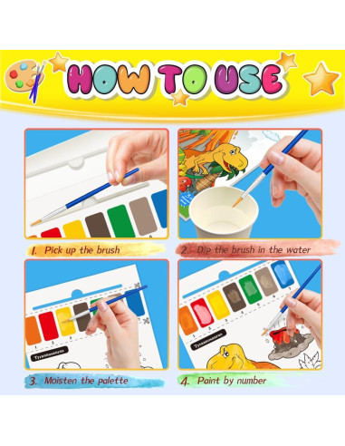 Set de Pintura Acuarela Toyopeny para Niños - Dinosaurios