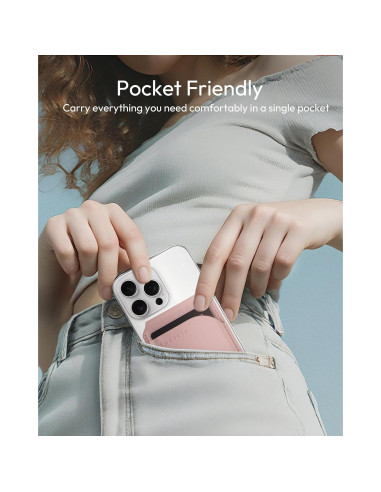 Billetera Magnética de Cuero Spotelo Rosa para iPhone 12-17