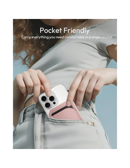 Billetera Magnética de Cuero Spotelo Rosa para iPhone 12-17