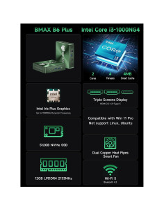 Mini PC Bmax B6 Plus Intel i3-1000NG4 12GB RAM 512GB SSD 2
