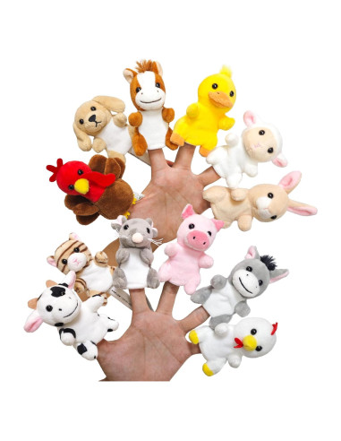 Juego de 12 Marionetas de Dedo JUSTQUNSEEN Animales de Granja