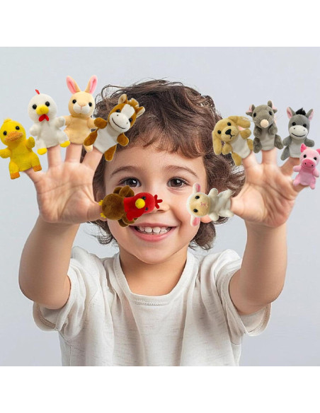 Juego de 12 Marionetas de Dedo JUSTQUNSEEN Animales de Granja