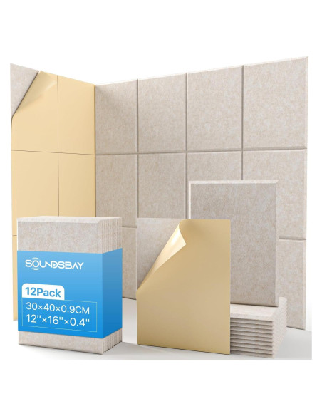 Paneles Acústicos Aislantes Soundsbay 12 Piezas 30.5x40.6cm Beige