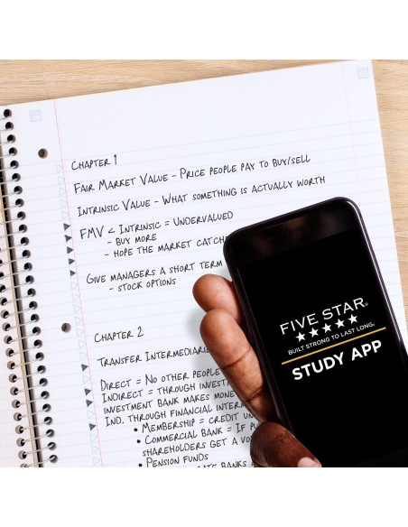 Cuaderno Espiral 5 Materias Five Star 200 Hojas Azul y Rojo