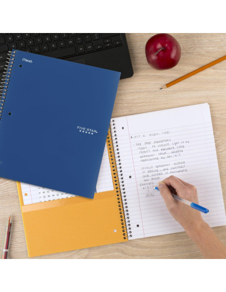Cuaderno Espiral 5 Materias Five Star 200 Hojas Azul y Rojo