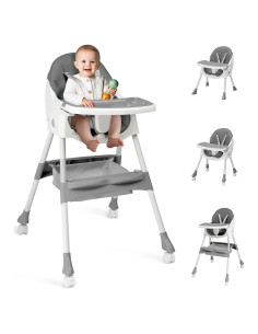 Silla Alta Plegable Ktaxon 2 en 1 con Bandeja Doble y Arnés