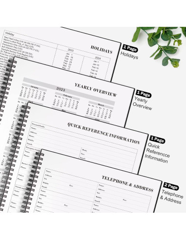 Planificador Diario Sin Fecha Asten A4 Negro con Tareas y Horarios
