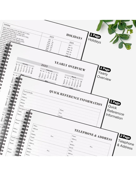 Planificador Diario Sin Fecha Asten A4 Negro con Tareas y Horarios