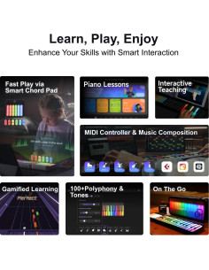 Teclado Piano Inteligente PopuPiano 59 Teclas LED MIDI 2