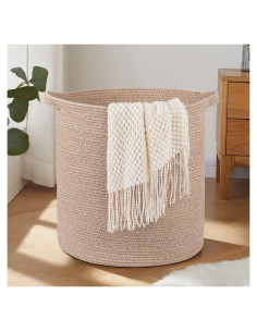 Cesta de Ropa OIAHOMY 80L Algodón Marrón Plegable 50.8x45.7cm