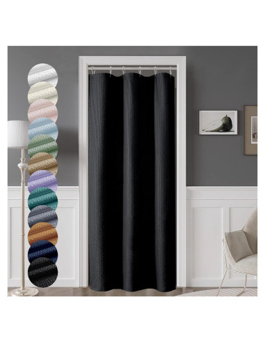 Cortina de Ducha de Tela OVZME Negra 91x183 cm Resistente al Agua