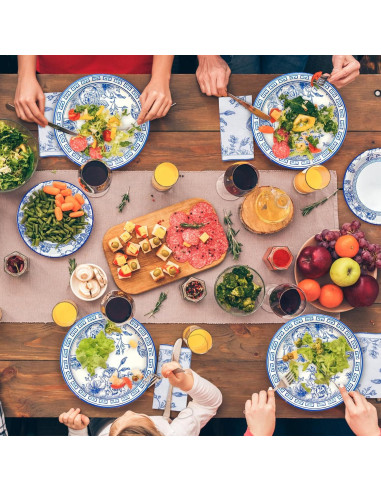 Kit de Fiesta Floral Azul y Blanco Osonm 180 Piezas para 60