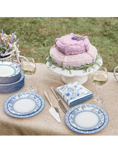 Kit de Fiesta Floral Azul y Blanco Osonm 180 Piezas para 60