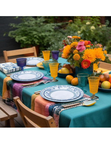 Kit de Fiesta Floral Azul y Blanco Osonm 180 Piezas para 60