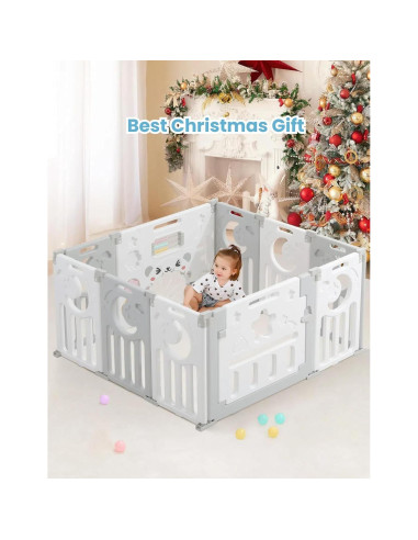 Parque Infantil Plegable Dripex 10 Paneles Gris Blanco