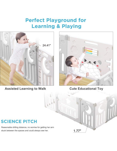 Parque Infantil Plegable Dripex 10 Paneles Gris Blanco