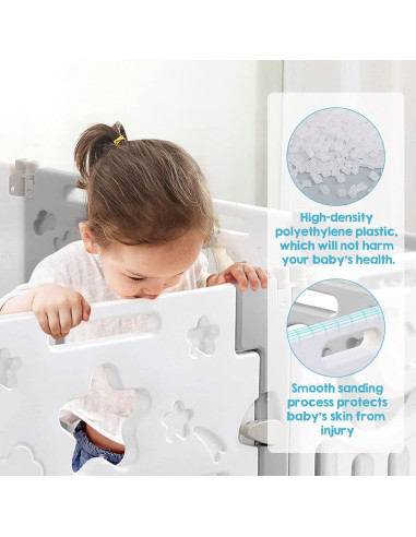 Parque Infantil Plegable Dripex 10 Paneles Gris Blanco