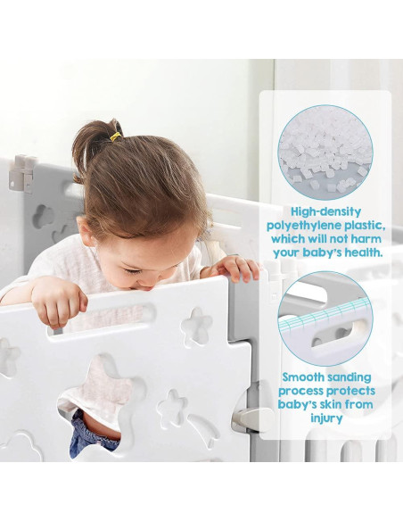 Parque Infantil Plegable Dripex 10 Paneles Gris Blanco