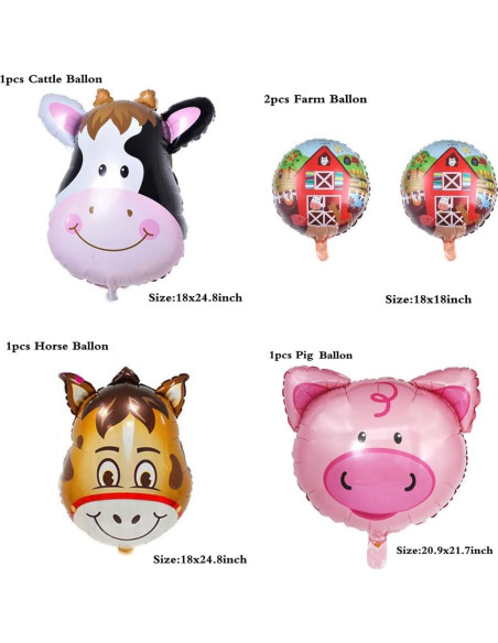 36 Piezas Suministros Fiesta Temática Granja WIDELL - Decoración