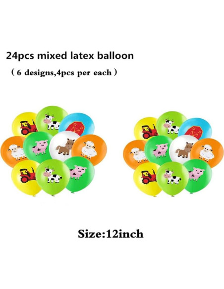 36 Piezas Suministros Fiesta Temática Granja WIDELL - Decoración