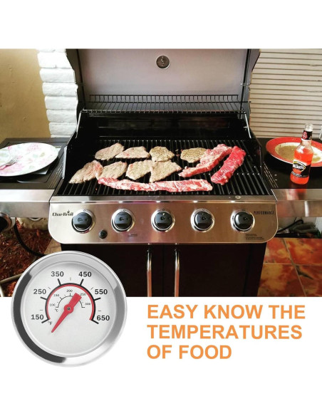 Medidor de Temperatura de Tapa PETKAO 1.8" para Parrilla Charbroil