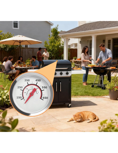 Medidor de Temperatura de Tapa PETKAO 1.8" para Parrilla Charbroil