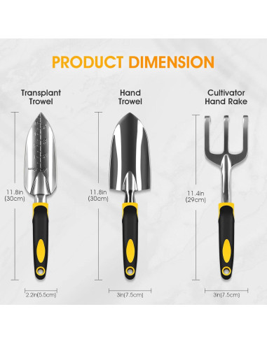 Set de Herramientas de Jardín iPower 3 Piezas Aluminio Resistente