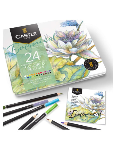 Conjunto de 24 Lápices de Colores Castle Arts Botánico