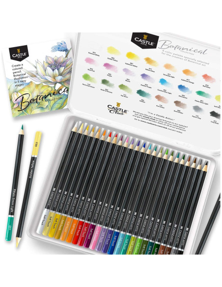 Conjunto de 24 Lápices de Colores Castle Arts Botánico