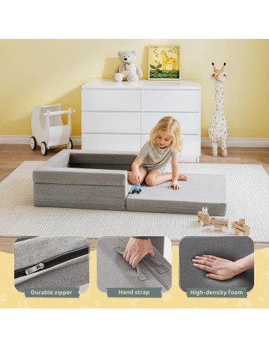 Cama de viaje para niños WeeGuruu 3 en 1, ceniza, 152x71 cm