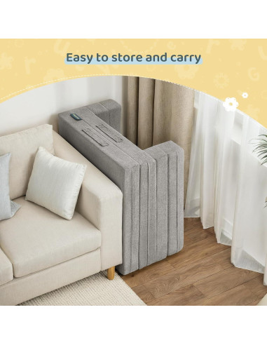 Cama de viaje para niños WeeGuruu 3 en 1, ceniza, 152x71 cm