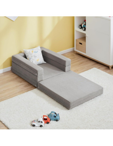 Cama de viaje para niños WeeGuruu 3 en 1, ceniza, 152x71 cm