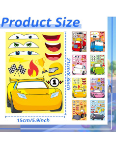 24 Hojas Stickers de Coche de Caricatura T-Antrix para Niños 2