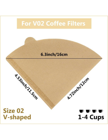 Filtros de café en cono Revelook V02, 100 unidades, 1-4 tazas