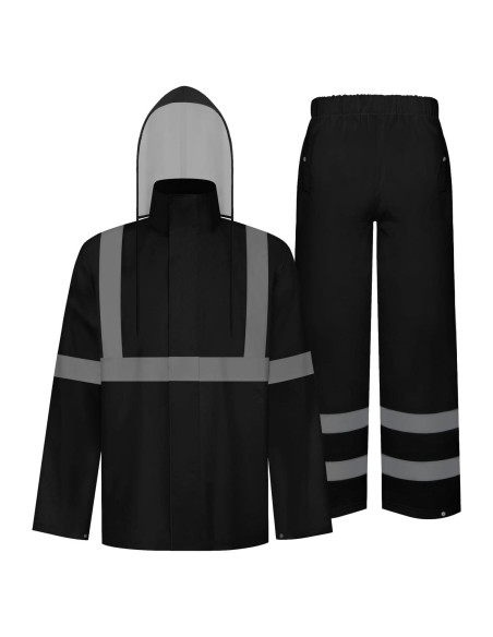 Traje de Lluvia TCCFCCT Hi Vis Impermeable L-XL Negro