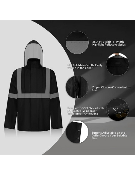 Traje de Lluvia TCCFCCT Hi Vis Impermeable L-XL Negro