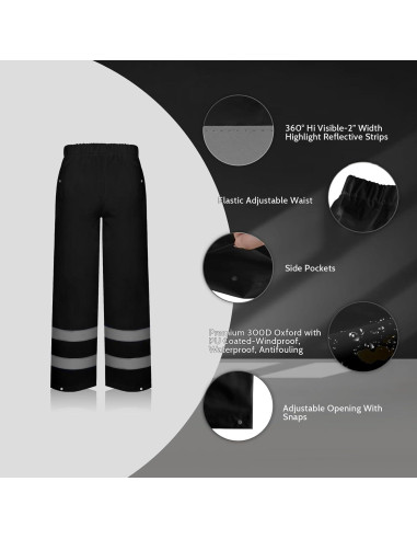 Traje de Lluvia TCCFCCT Hi Vis Impermeable L-XL Negro