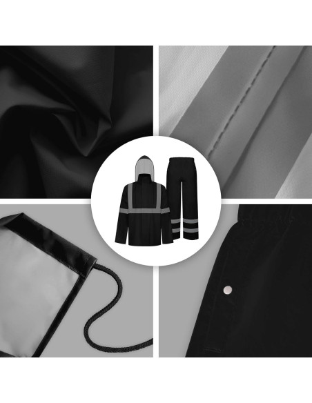 Traje de Lluvia TCCFCCT Hi Vis Impermeable L-XL Negro