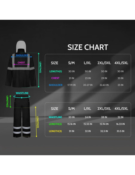 Traje de Lluvia TCCFCCT Hi Vis Impermeable L-XL Negro