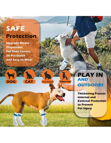 20 Botas Desechables para Perros RosyLife - Mediano, Impermeables
