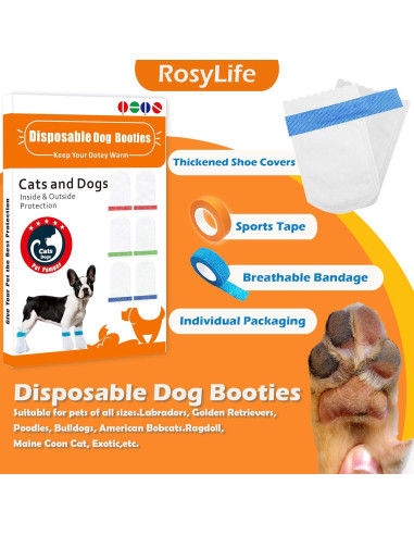 20 Botas Desechables para Perros RosyLife - Mediano, Impermeables